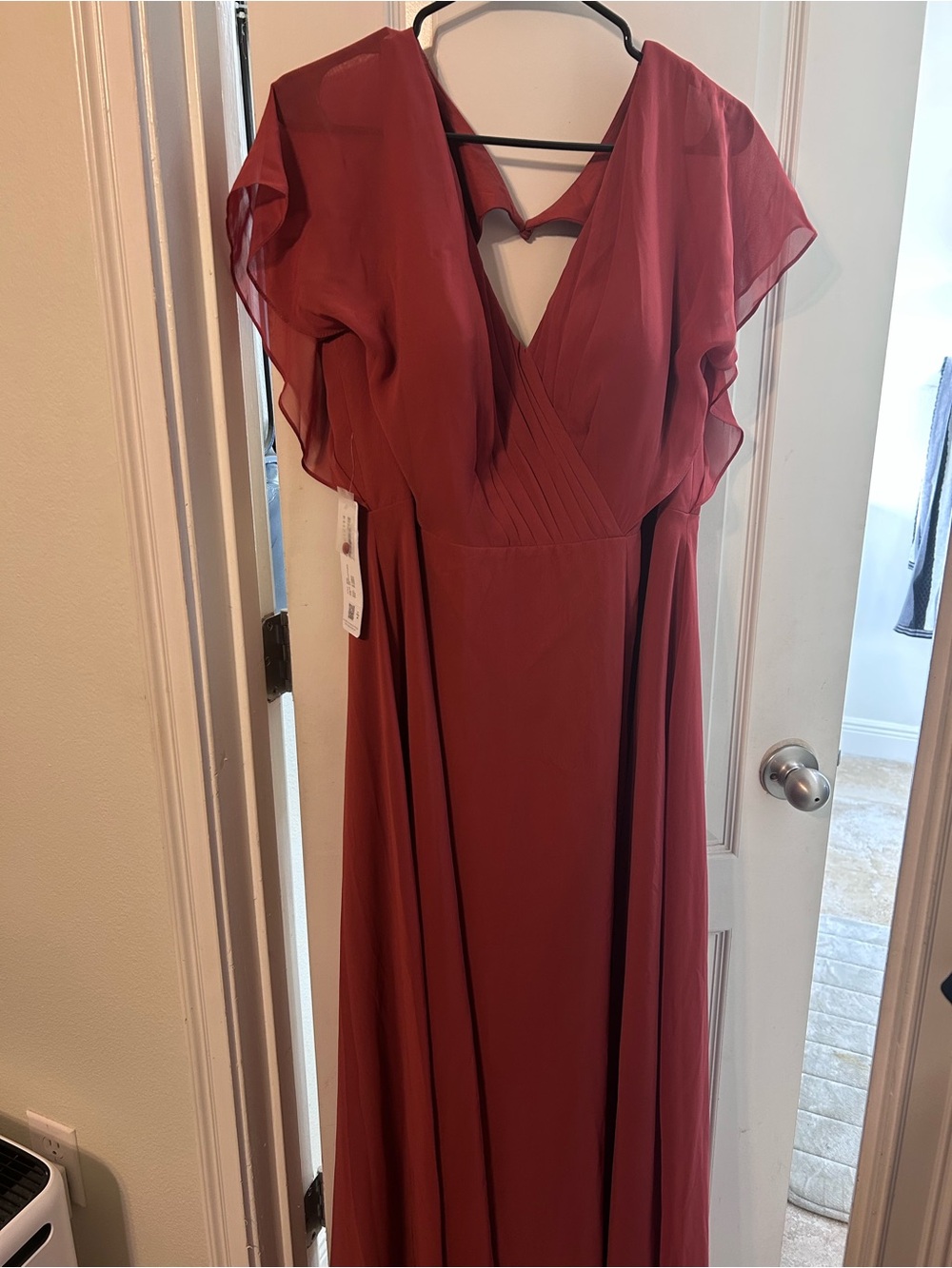 Azazie Rylee Terracotta A-Line Pleated Chiffon Dress NWT!